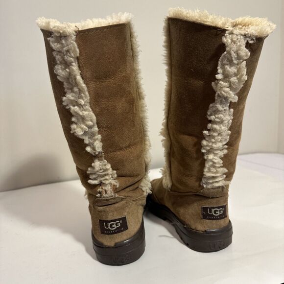 Women’s Ugg Sundance II 5325 Tall Exposed Shearling Boots, Chestnut, Size 5 - Picture 7 of 12